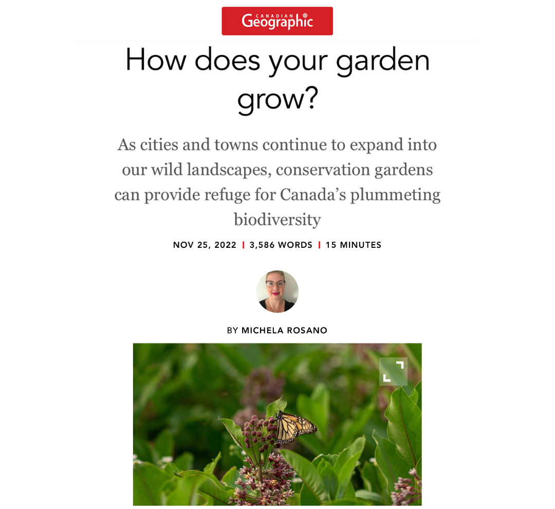 How does your Garden Grow? A Canadian Geographic article, written by Michela Rosano.