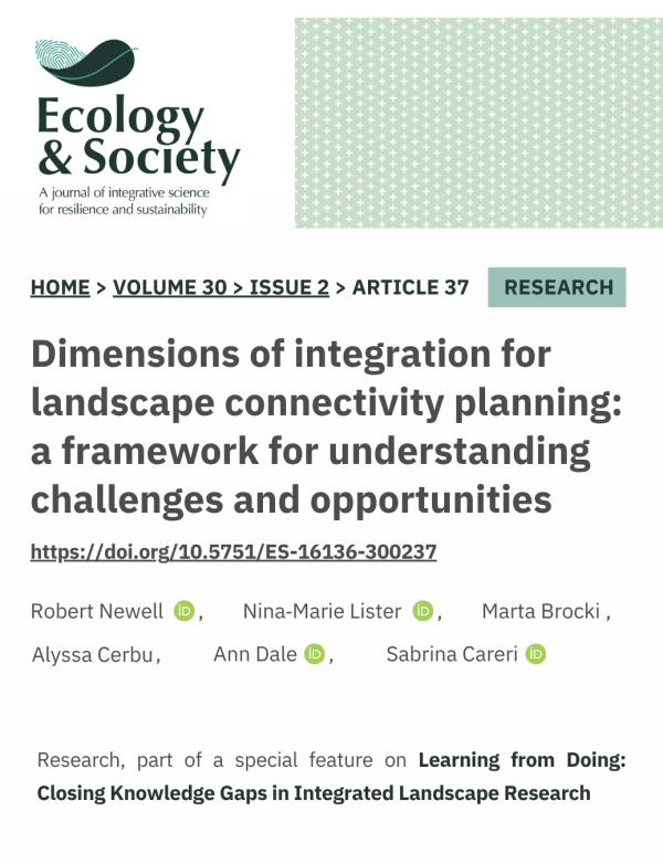 Dimensions of integration for landscape connectivity planning: a framework for understanding challenges and opportunities 2
