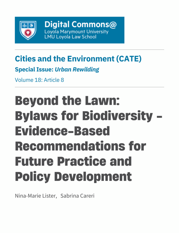 Beyond the Lawn: Bylaws for Biodiversity - Evidence-Based Recommendations for Future Practice and Policy Development